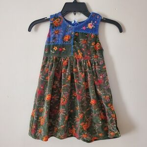 April Cornell Vintage Toddler Dress Embroidered Cornelloki Size 2 Button Side
